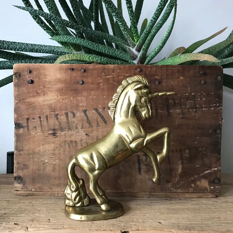 Vintage Mid Century Brass Unicorn