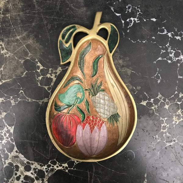 Vintage Brass Pear Trinket Dish