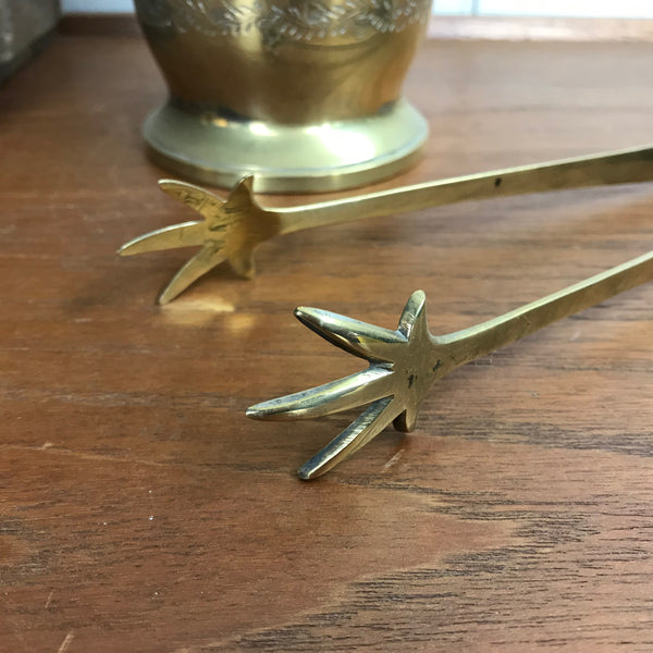 Vintage Brass Ice Bucket Set with Tongs #A1