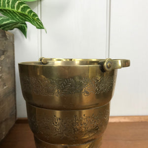 Vintage Brass Ice Bucket Set with Tongs #A1