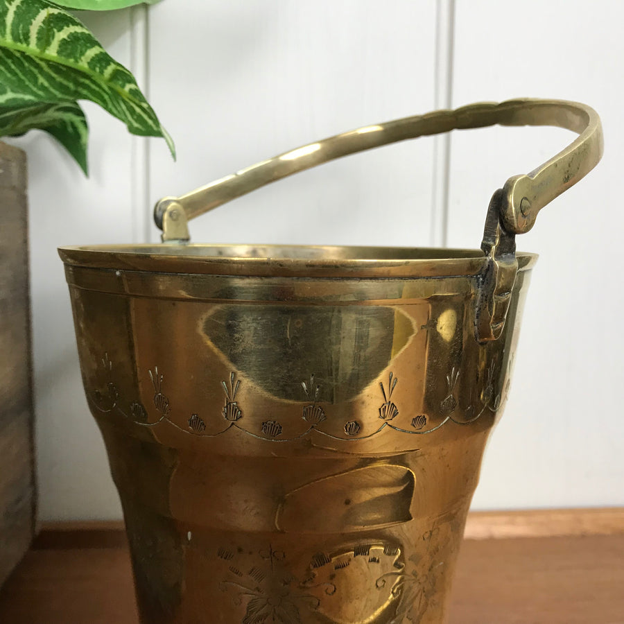 Vintage Brass Ice Bucket Set with Tongs #A2