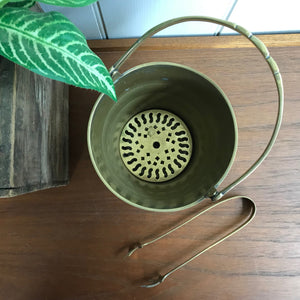 Vintage Brass Ice Bucket Set with Tongs #A2