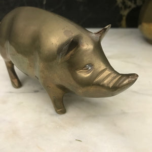 Vintage Mid Century Brass Pig