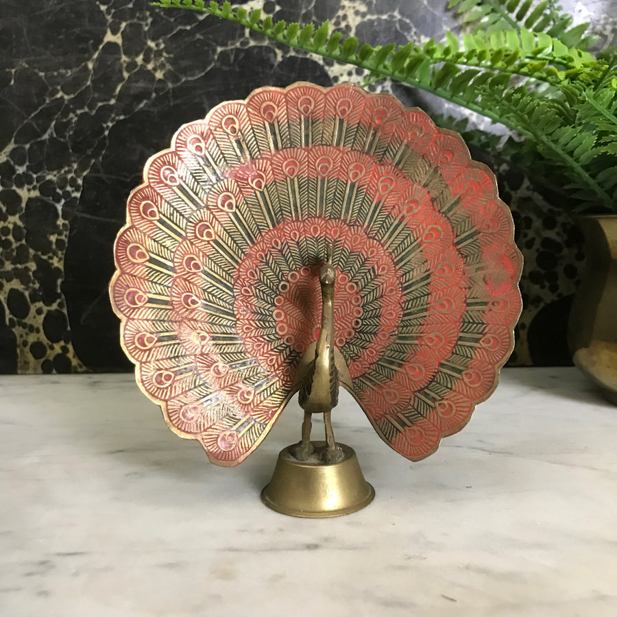 Mid Century Brass Peacock Ornament (Medium)