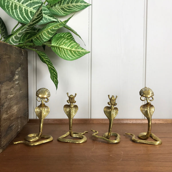 Mid Century Brass Cobra Place Setting Card Holders