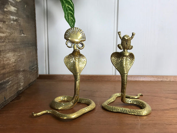 Mid Century Brass Cobra Place Setting Card Holders