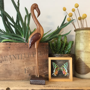 Mid Century Wooden Carved Flamingo