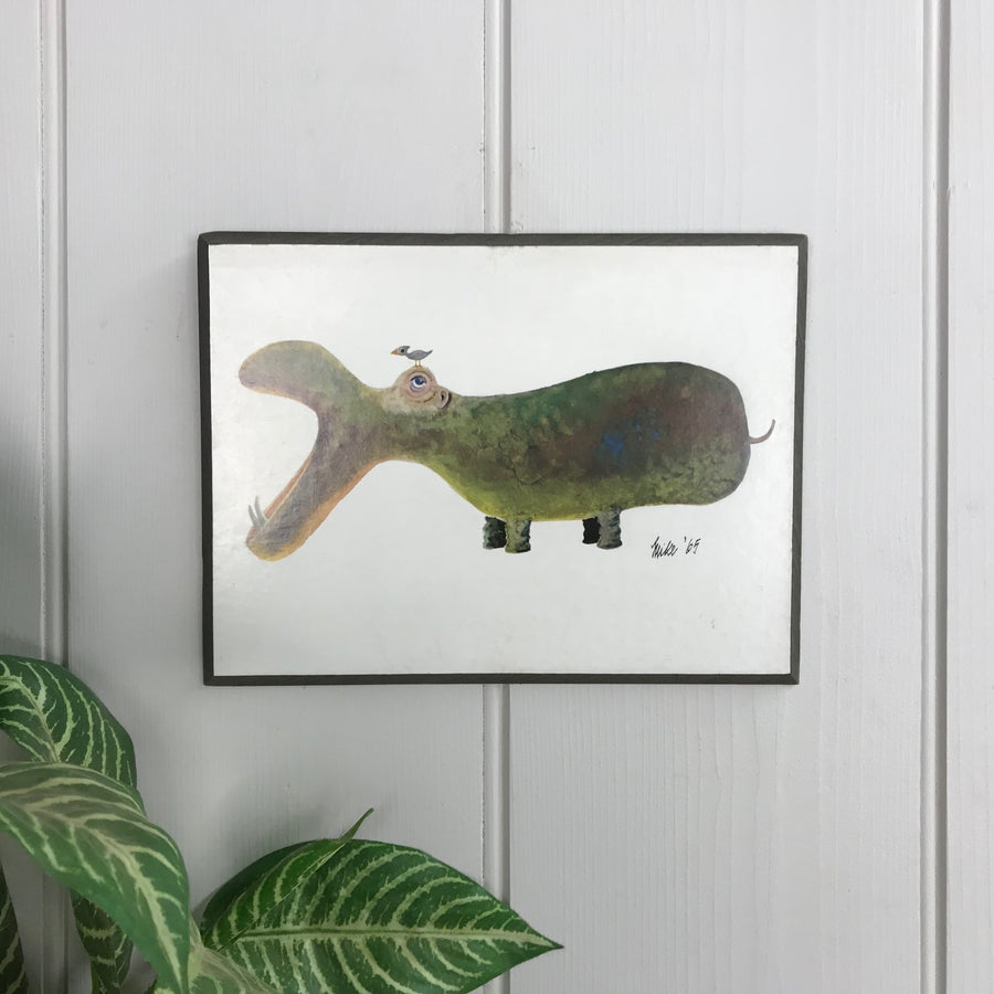 Vintage Animal Illustration - Hippo