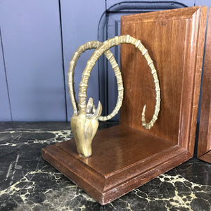 Mid Century Brass Antelope Bookends