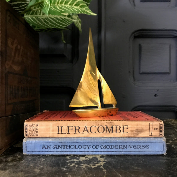 Mid Century Brass Sailing Boat #A2