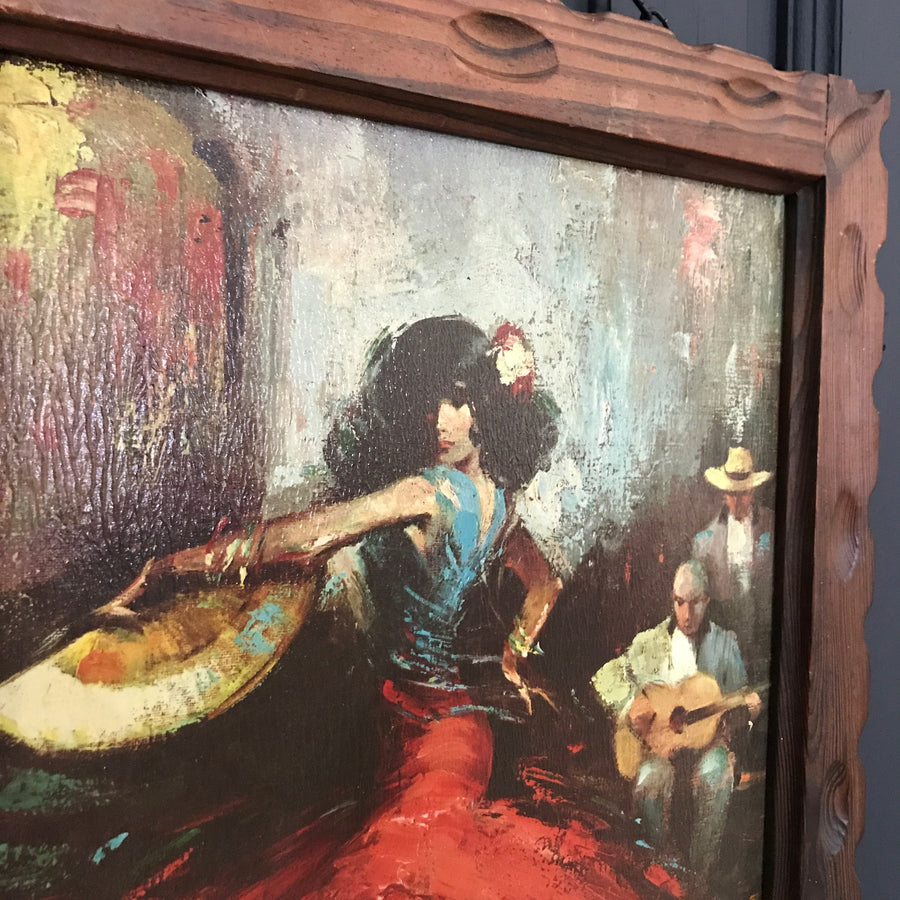 Mid Century 'Flamenco' Teak Framed Picture