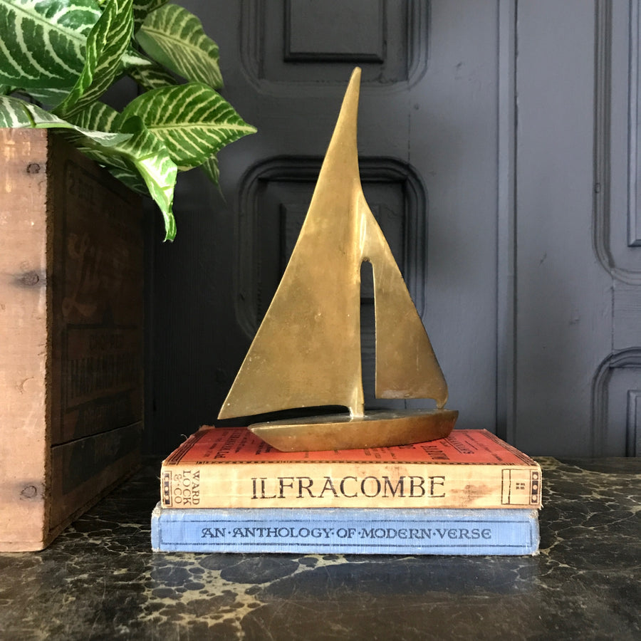 Mid Century Brass Sailing Boat #A1