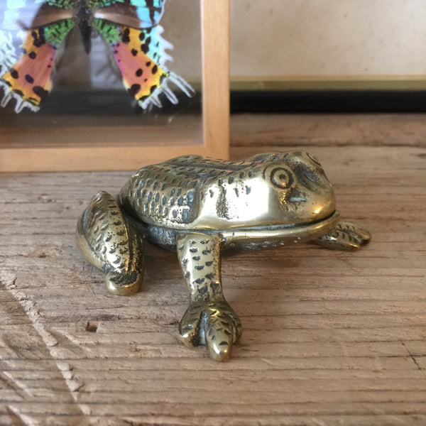 Vintage Brass Frog Trinket Box / Ornament