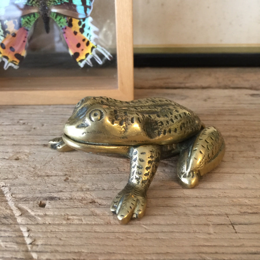 Vintage Brass Frog Trinket Box / Ornament