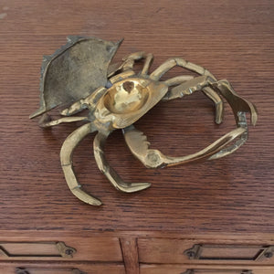 Mid Century Brass Crab Trinket Box / Ornament