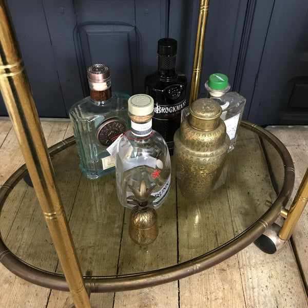 Vintage Bamboo Design Drinks Trolley / Bar Cart