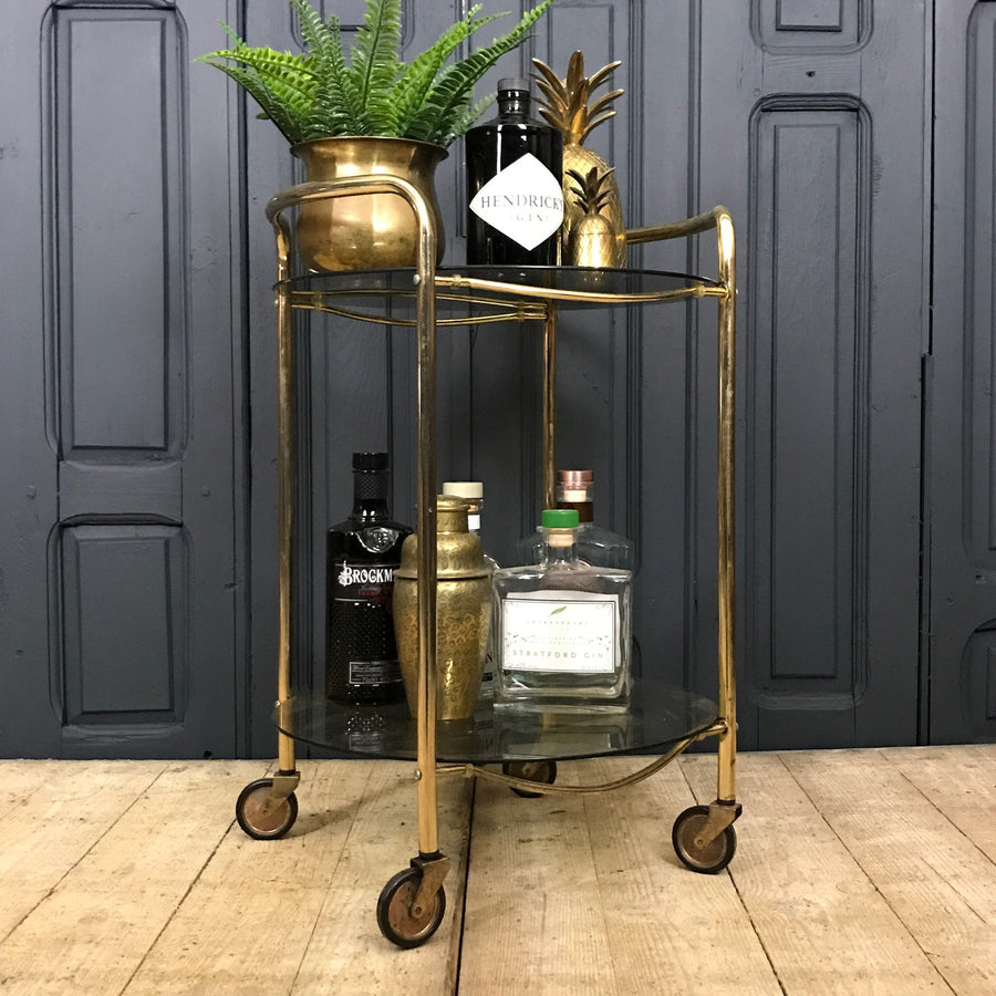 Brass Two Tiered Drinks Trolley / Bar Cart