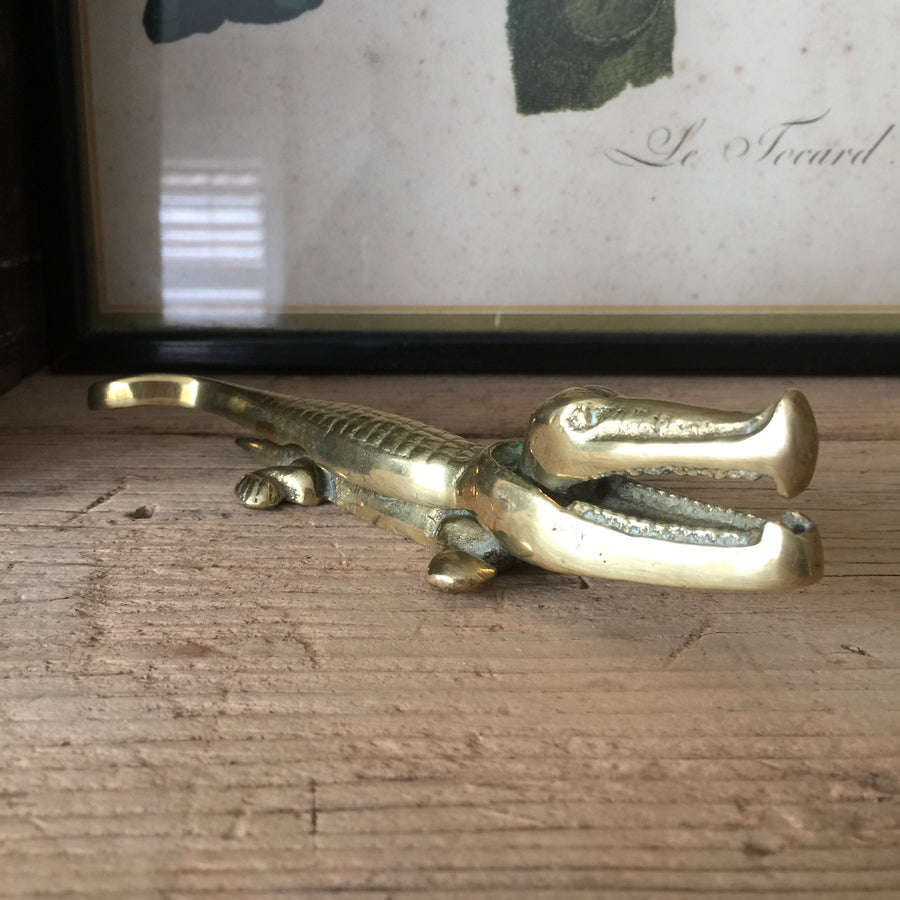 Vintage Brass Crocodile Nut Cracker