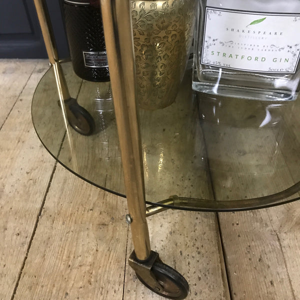 Brass Two Tiered Drinks Trolley / Bar Cart