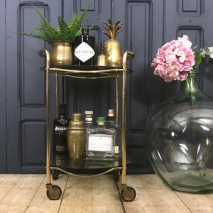 Brass Two Tiered Drinks Trolley / Bar Cart