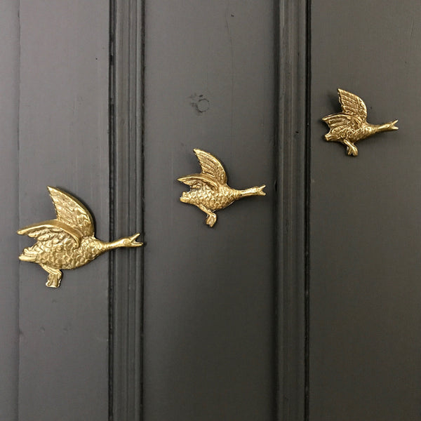 MEDIUM Brass Mid Century Flying Ducks - Trio