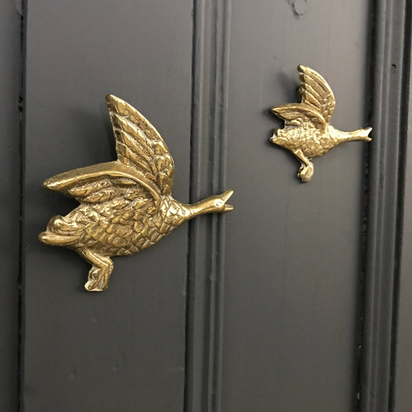 MEDIUM Brass Mid Century Flying Ducks - Trio
