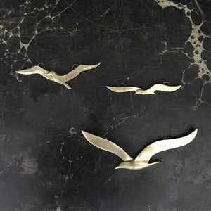 Brass Mid Century Flying Seagulls - Trio