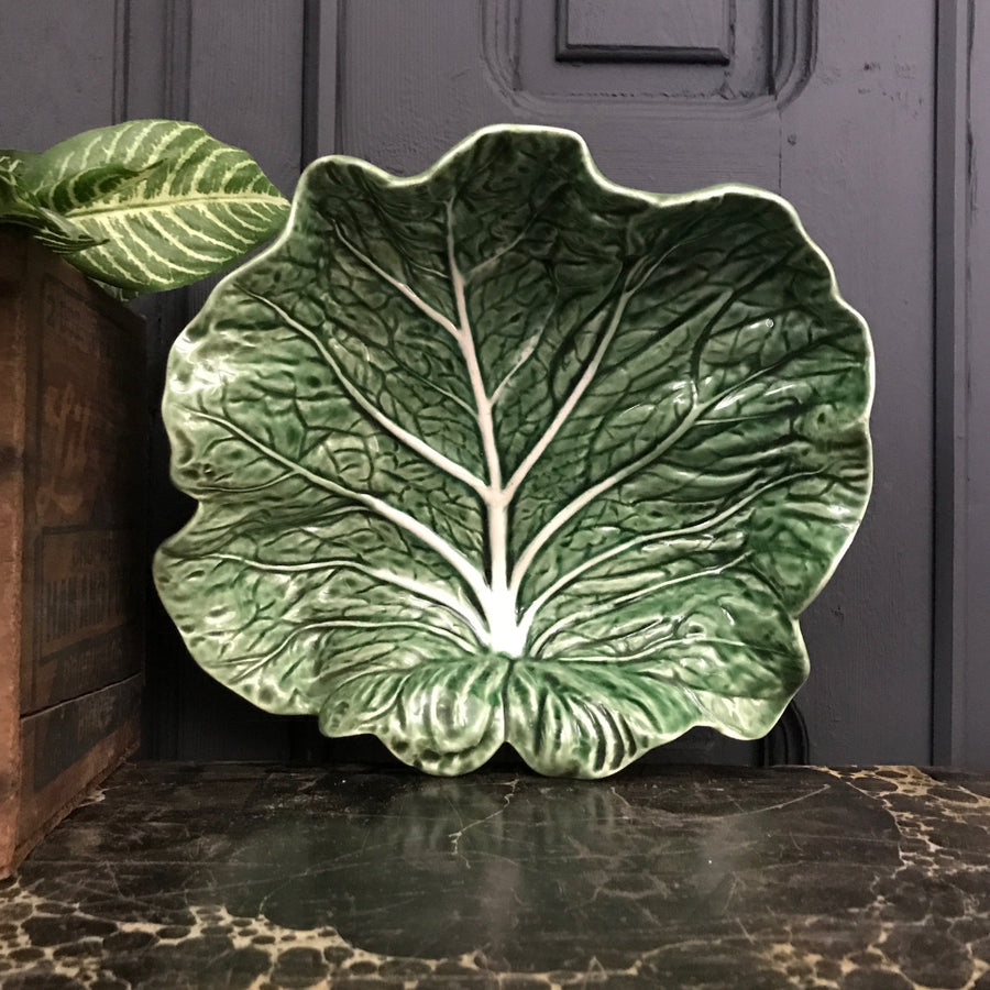 Large Vintage Cabbage Leaf Dish #A1
