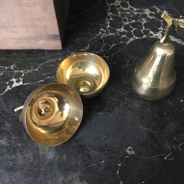 Mid Century Brass Apple & Pear Trinket Boxes