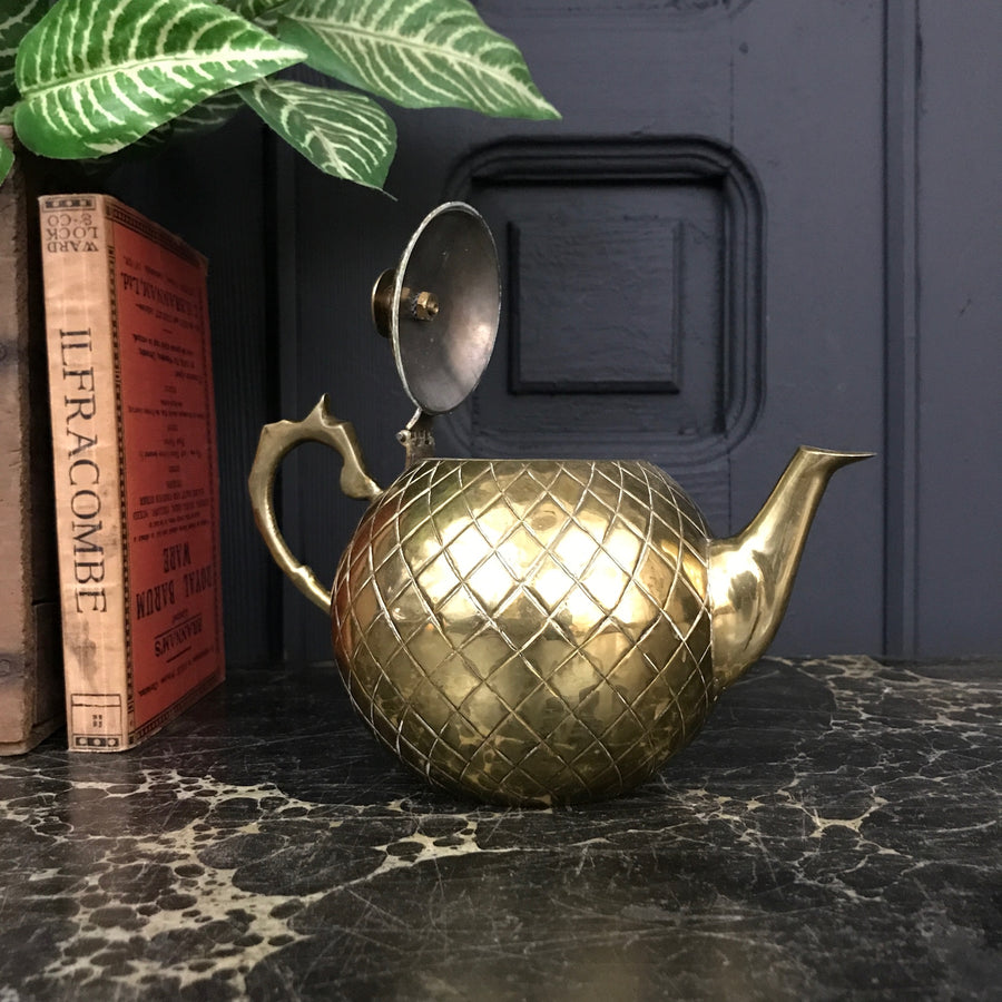Mid Century Brass 'Pineapple' Teapot #A1