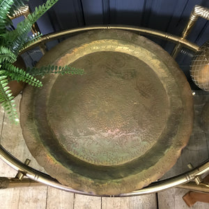 Vintage Brass Engraved Serving Tray #2