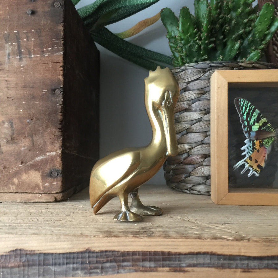 Vintage Brass Pelican Ornament