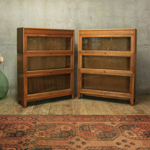 Vintage Oak Barristers Glazed Bookcase – 1110a