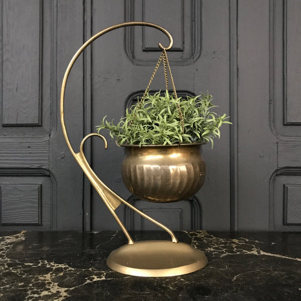 Mid Century Brass Hanging Planter