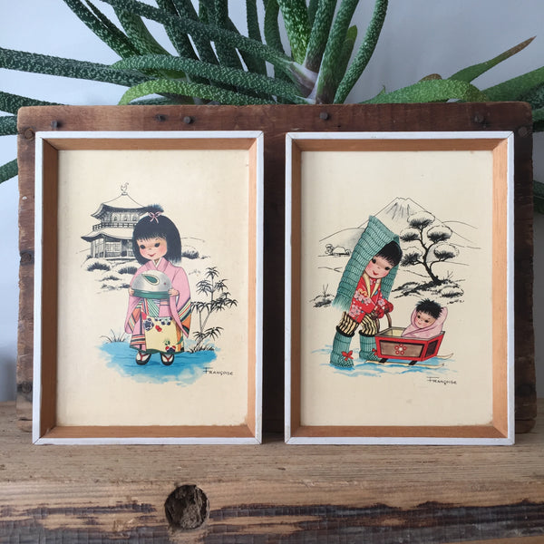 Set of two 1950s Framed Childrens Prints