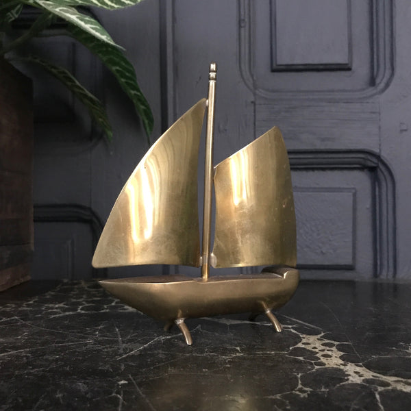 Mid Century Brass Sailing Boat #B1