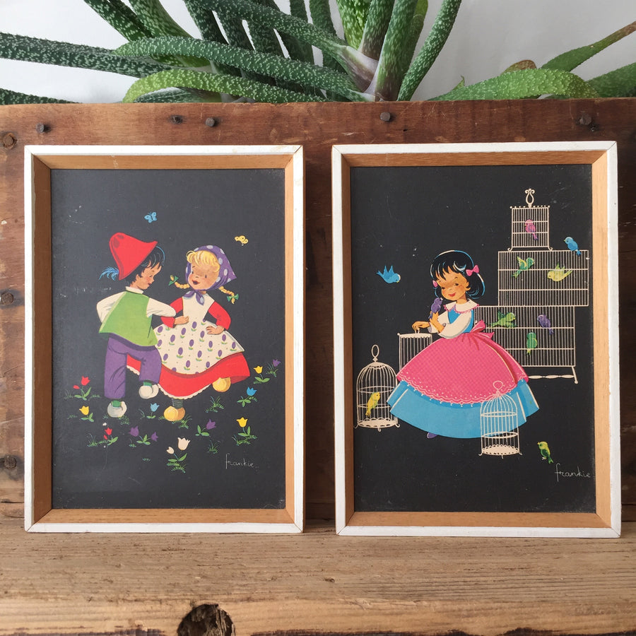 Set of two 1950s Framed Childrens Prints (set 2)