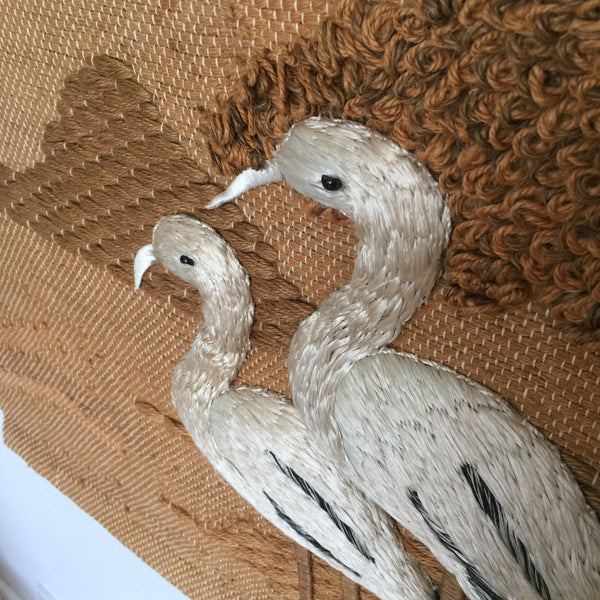 LARGE Vintage Macrame 'Flamingos' Wall Hanging