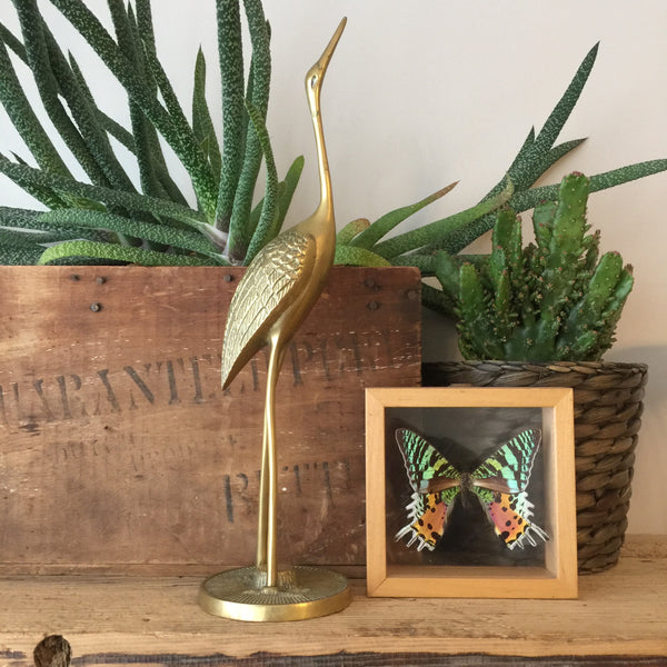 Vintage Brass Crane Ornament (tall)