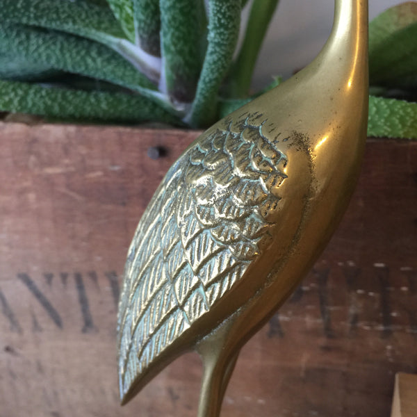 Vintage Brass Crane Ornament (tall)