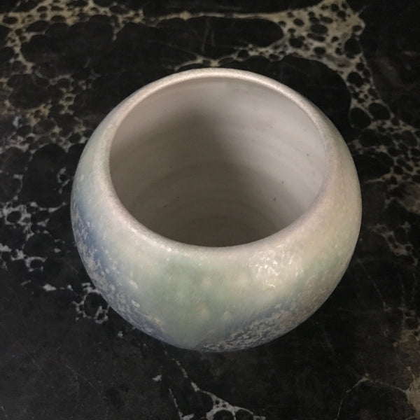 Vintage Blue Speckled Ceramic Vase