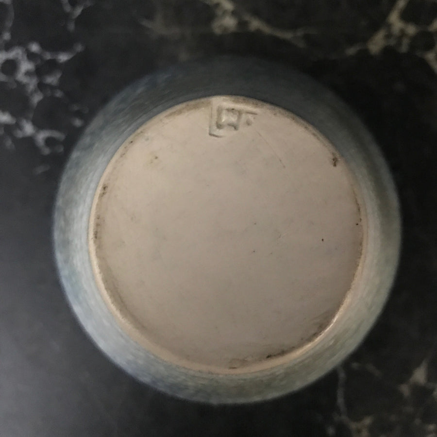 Vintage Blue Speckled Ceramic Vase