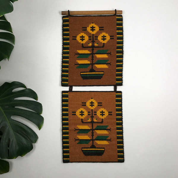 Vintage Embroidered Mid Century Wall Hanging