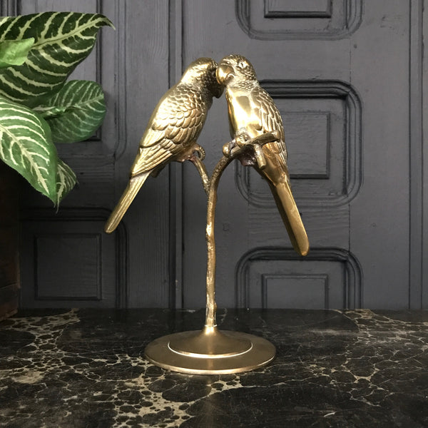 Mid Century Pair of Brass Parrots