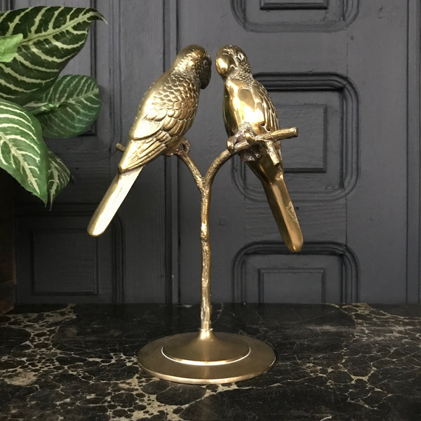 Mid Century Pair of Brass Parrots