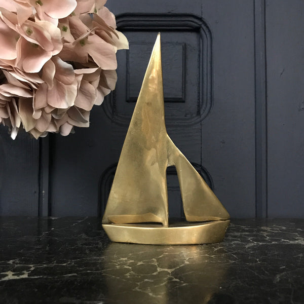 Mid Century Brass Sailing Boat #B1