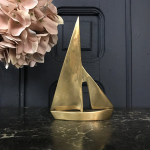 Mid Century Brass Sailing Boat #A2