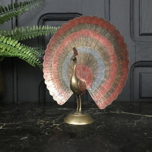 Mid Century Brass Peacock Ornament #B1