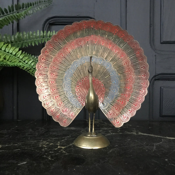 Mid Century Brass Peacock Ornament #B1
