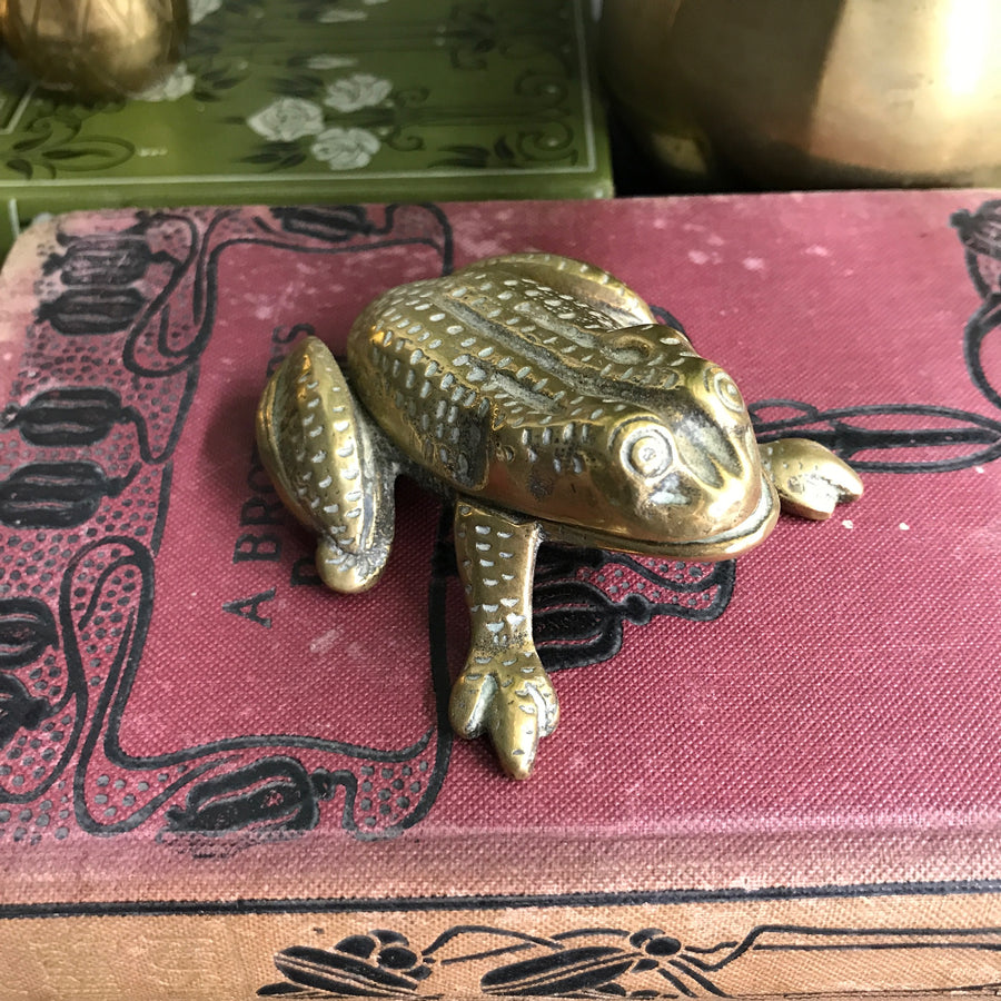 Vintage Brass Frog Trinket Box / Ornament